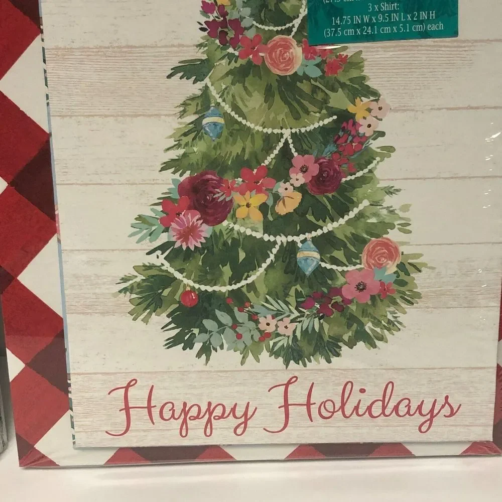 Pioneer Woman Christmas Tree Gift Boxes Holiday Kitchen Utensils Gingham Red 5pk